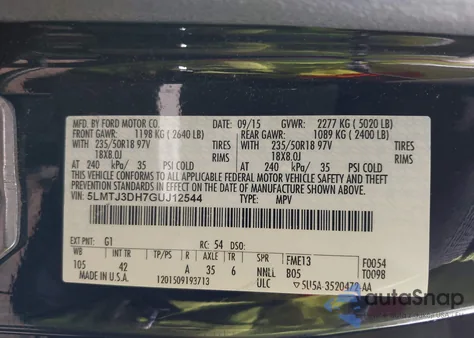 2016 Lincoln Mkc Reserve из США, поврежденный, VIN 5LMTJ3DH7GUJ12544